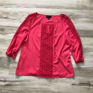 Beautiful Vibrant Pink Coral Dana Buchman Blouse